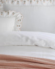 Peach Scallop Embroidered Cotton Duvet Cover Set