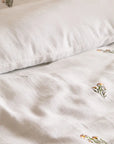 Josephine Embroidered Cotton Muslin Duvet Set – White & Earthy Pink