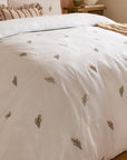 Josephine Embroidered Cotton Muslin Duvet Set – White & Earthy Pink