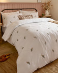 Josephine Embroidered Cotton Muslin Duvet Set – White & Earthy Pink