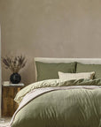 Malton Stripe 100% Cotton Duvet Cover Set Forest Green