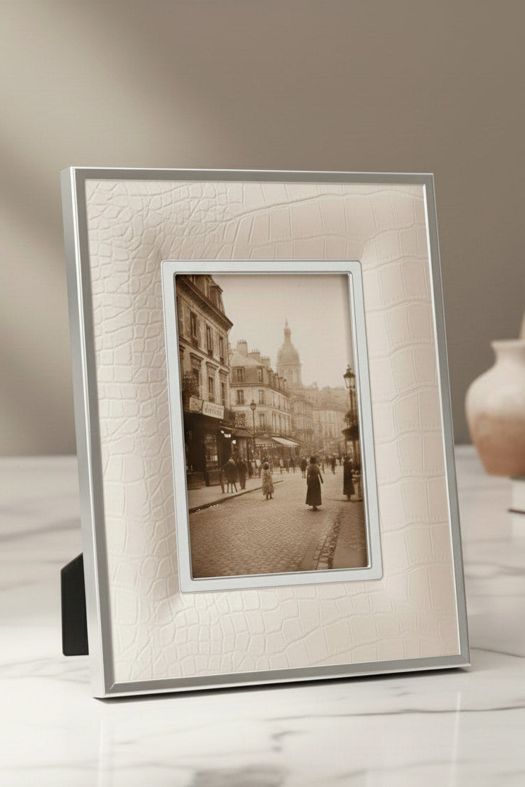 luxury Frame silver frame on a marble surface